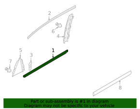 Molding door-glass central rear right VW Passat b7 12-15 USA mat