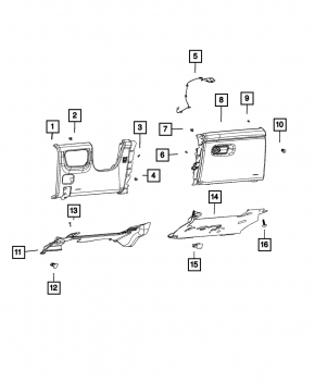 Black knee pad for the Jeep Grand Cherokee WL 21-25 driver