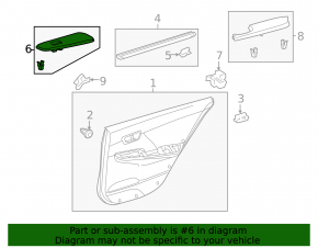 Rear left window lifter control trim Toyota Camry v55 15-17 usa black