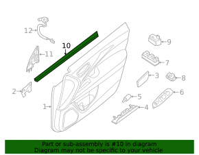 Seal of glass of the front left door Infiniti JX35 QX60 13- internal