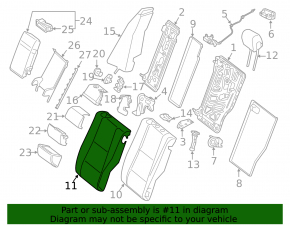 Rear seat backrest, 2nd row, left, Mercedes C-class W205 15-21, dark gray leather, with belt, perforated, dry-cleanable