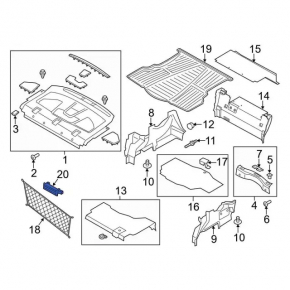 Right trunk fuse box cover for Ford Escape MK3 13-19 black