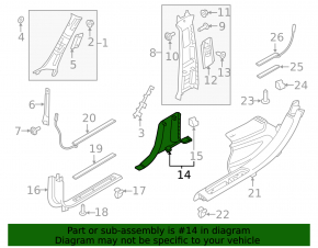 Center pillar trim lower left Volvo V90 17-22 usa black, crack