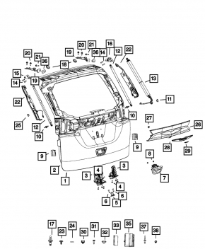 Dodge Journey 11-20 Trunk Door Bumper on Body