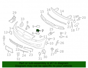 Right headlight washer cap bracket with spring for BMW 5 F10 14-16