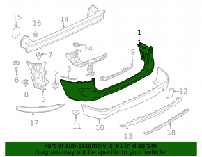 Rear bumper upper part BMW X1 F48 16-22 silver