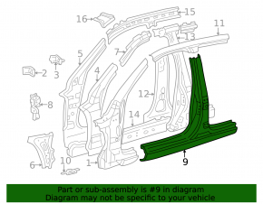 Body pillar central right Lexus IS200 IS300 99-05
