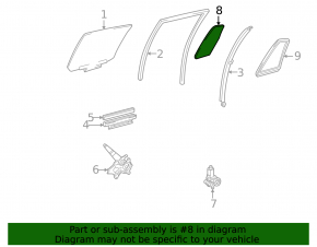 Toyota Highlander 2001-2007 rear left triangle door glass