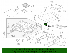 Black rear left passenger seat runner cover for Audi A3 8V 15-20