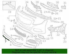 Front bumper central molding Mercedes C-class W205 300/350e 15-18 AMG pkg