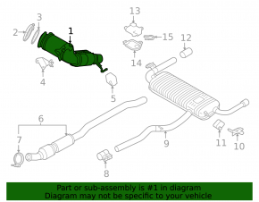 BMW X1 F48 20-22 B46 exhaust pipe with catalytic converter