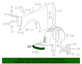 Mudguard liner front left Chevrolet Camaro 16-23