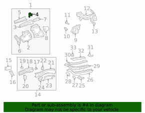 Left wing apron inner panel bracket for Toyota Highlander 2013
