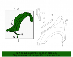 Front left fender liner for Subaru Outback 20-25