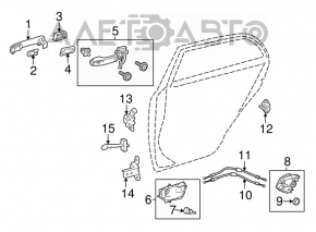 Toyota Camry v40 lower rear left door hinge