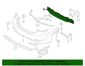 Rear bumper reinforcement for Hyundai Elantra UD 14-16, reinforced plastic