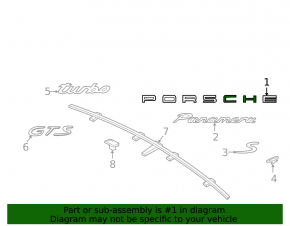 The PORSCHE emblem on the tailgate of the Porsche Panamera 17-23 is chrome.