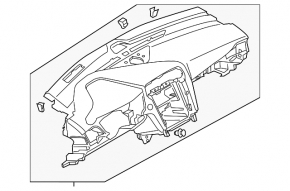 Front dashboard without AIRBAG for Ford Fusion mk5 13-16, black, with start-stop and speaker