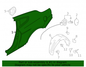 Rear right wing Ford Mustang mk6 15- coupe