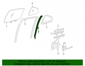 Glass guide door rear right Lexus GS300 GS350 GS430 GS450h 06-11