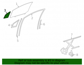 Toyota Prius 50 16-22 front left triangle door glass