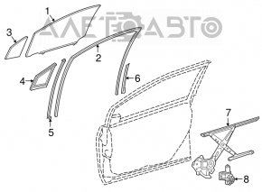 Toyota Prius 50 16-22 front left triangle door glass with seal, scratches
