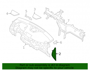 Side dashboard trim right Hyundai Kona 18-23 black