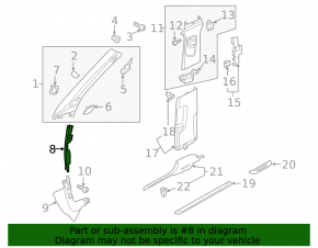 Front pillar trim middle left Audi A3 8V 15-20 4d, 5d, black