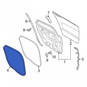 Rear right door seal for Ford Fusion mk5 13-20