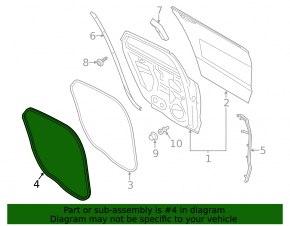 Rear right door seal for Ford Fusion mk5 13-20