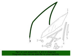Glass seal front left Mitsubishi Outlander 14-21