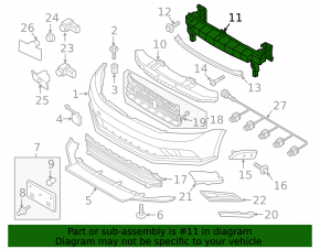 Front bumper reinforcement VW Jetta 11-18 USA type 1 rust, pressed