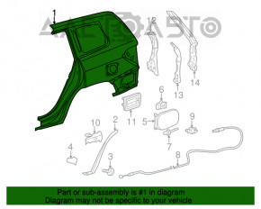 Quarter wing rear left Toyota Highlander 2013