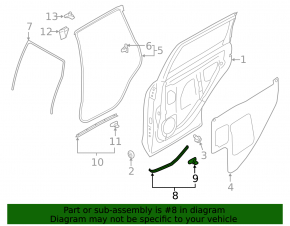 Subaru Forester 25-26 rear left door seal, small lower