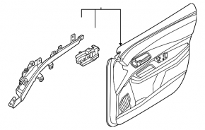 Front left door panel for Nissan Ariya 23-25, black leather with backlight