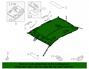Hyundai Sonata 20-23 headliner without sunroof, under garage control