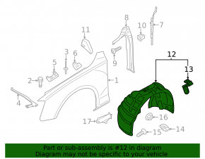 Front left mudguard Audi A4 B8 13-16 rest TW