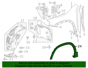 Front left fender arch trim for Mercedes H247 GLA 20-26, structure, paint, chips