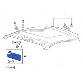 Left visor Ford Mustang mk6 15- coupe black, without hook, without plug, broken mount