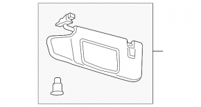 Left visor Ford Mustang mk6 15- coupe black, without hook, without plug, broken mount