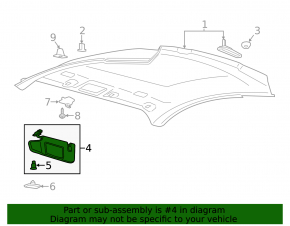 Left visor Ford Mustang mk6 15- coupe black, without hook, without plug, broken mount