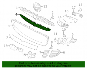 Lower radiator grille Jaguar F-Type X152 14-20 black, without heater