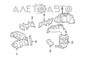 Lexus RX350 10-11 front exhaust manifold with catalytic converter, rusty