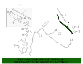 Right wiper arm Nissan Sentra 13-19