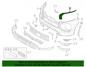 Mitsubishi Outlander 22-25 chrome front bumper molding, upper left
