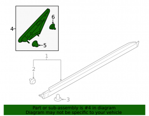 Wing molding triangle right Subaru Outback 20-