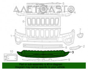Jeep Compass 11-16 front bumper bare lower part structure