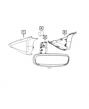 Jeep Compass 22-26 black interior mirror with control and auto-dimming