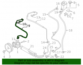 Power steering hose VW Touareg 11-17 feed