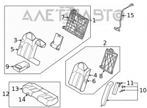 Rear row of seats 2 row Hyundai Sonata 20-22 cloth black with gray